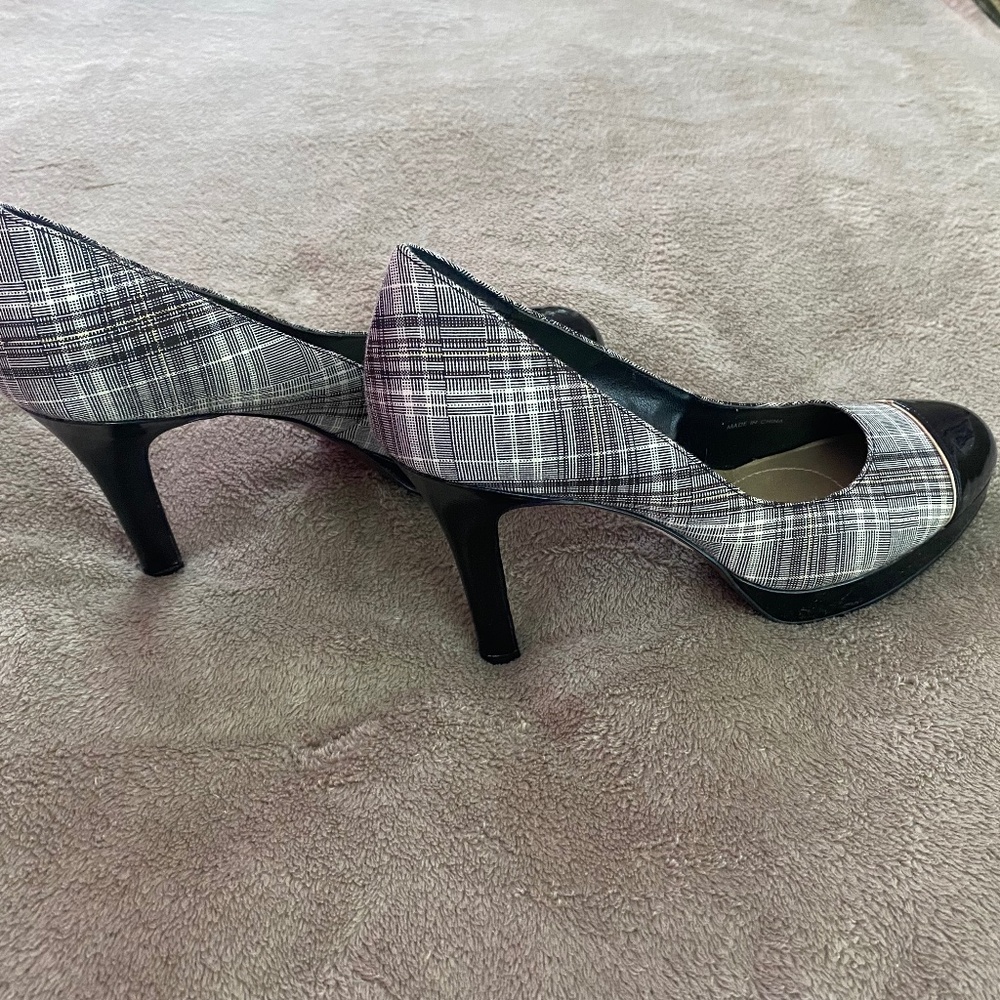 Black and White Plaid Heels